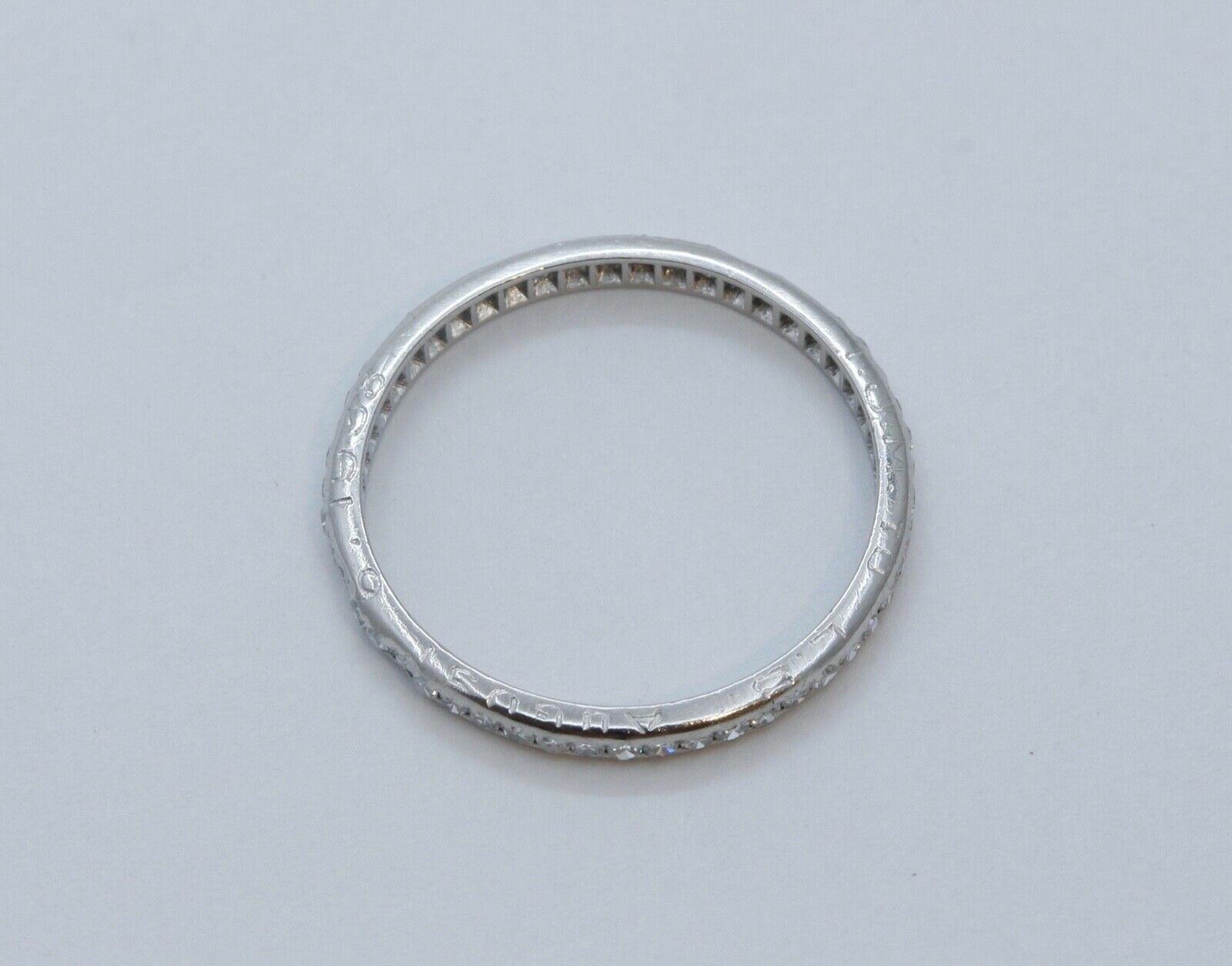Art Deco Ladies Old Miner Cut Diamonds Platinum Eternity Wedding Band