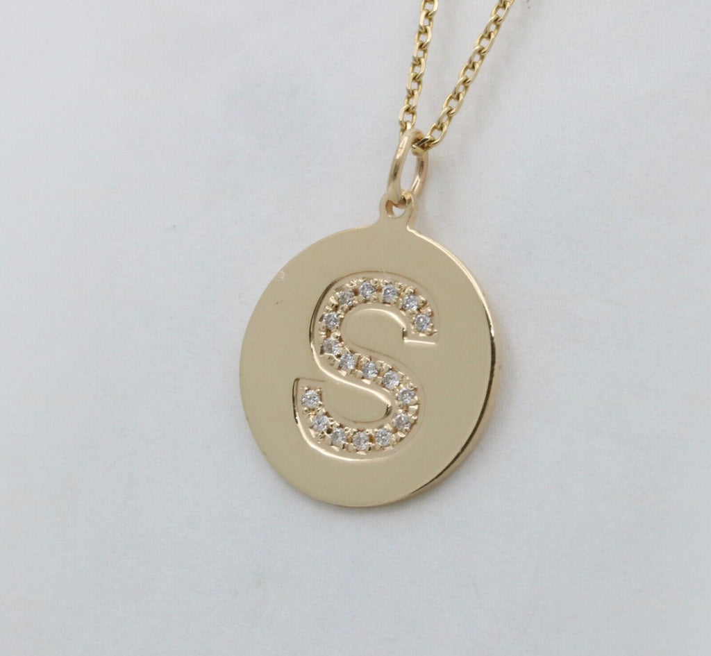 Vintage Initial “S” Diamond Medallion Charm Pendant.