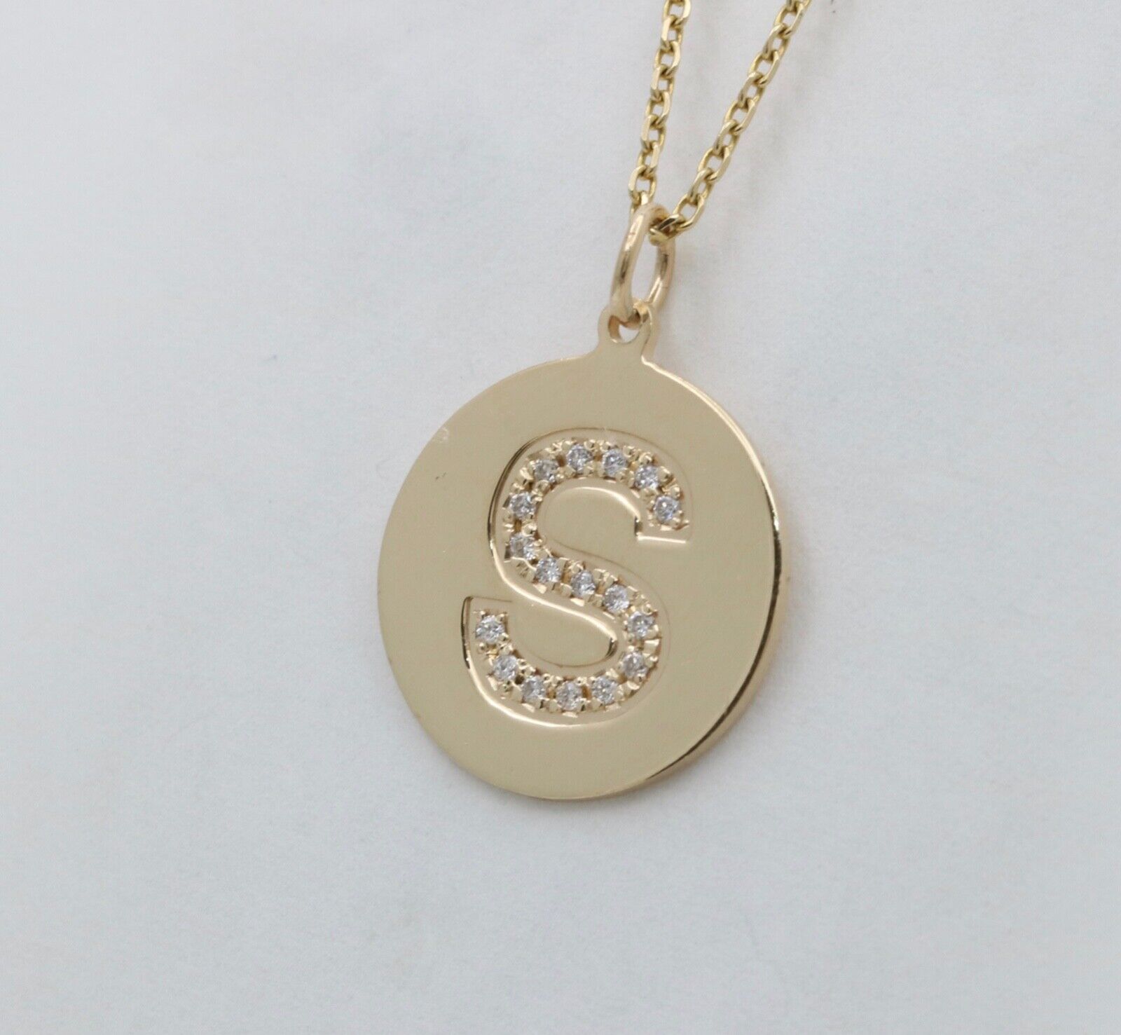 Vintage Initial “S” Diamond Medallion Charm Pendant.