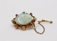 Load image into Gallery viewer, Adorable Edwardian Floral Design Opal 14K Gold Brooch pin
