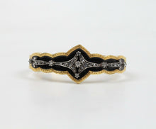 Load image into Gallery viewer, Victorian Mourning Antique Bracelet 18K Yellow Gold Black Enamel &amp; Diamond
