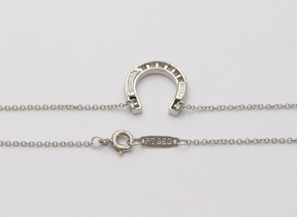 Classic Tiffany & Co HorseShoes Diamond Platinum Pendant, Necklace.