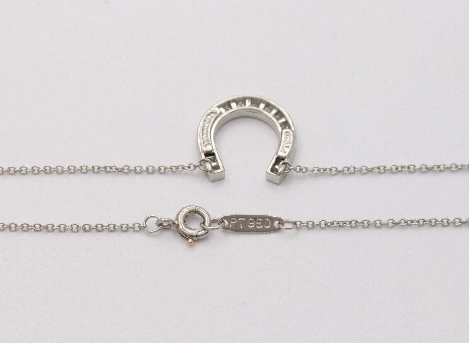 Classic Tiffany & Co HorseShoes Diamond Platinum Pendant, Necklace.