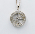 Vintage 14K White Gold Floating Shaker Diamond Circle Pendant
