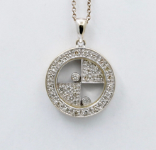 Load image into Gallery viewer, Vintage 14K White Gold Floating Movable Diamond Circle Pendant
