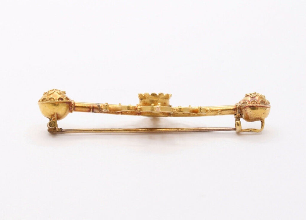 Victorian 14K Yellow Gold Turquoise Bar Pin Brooch