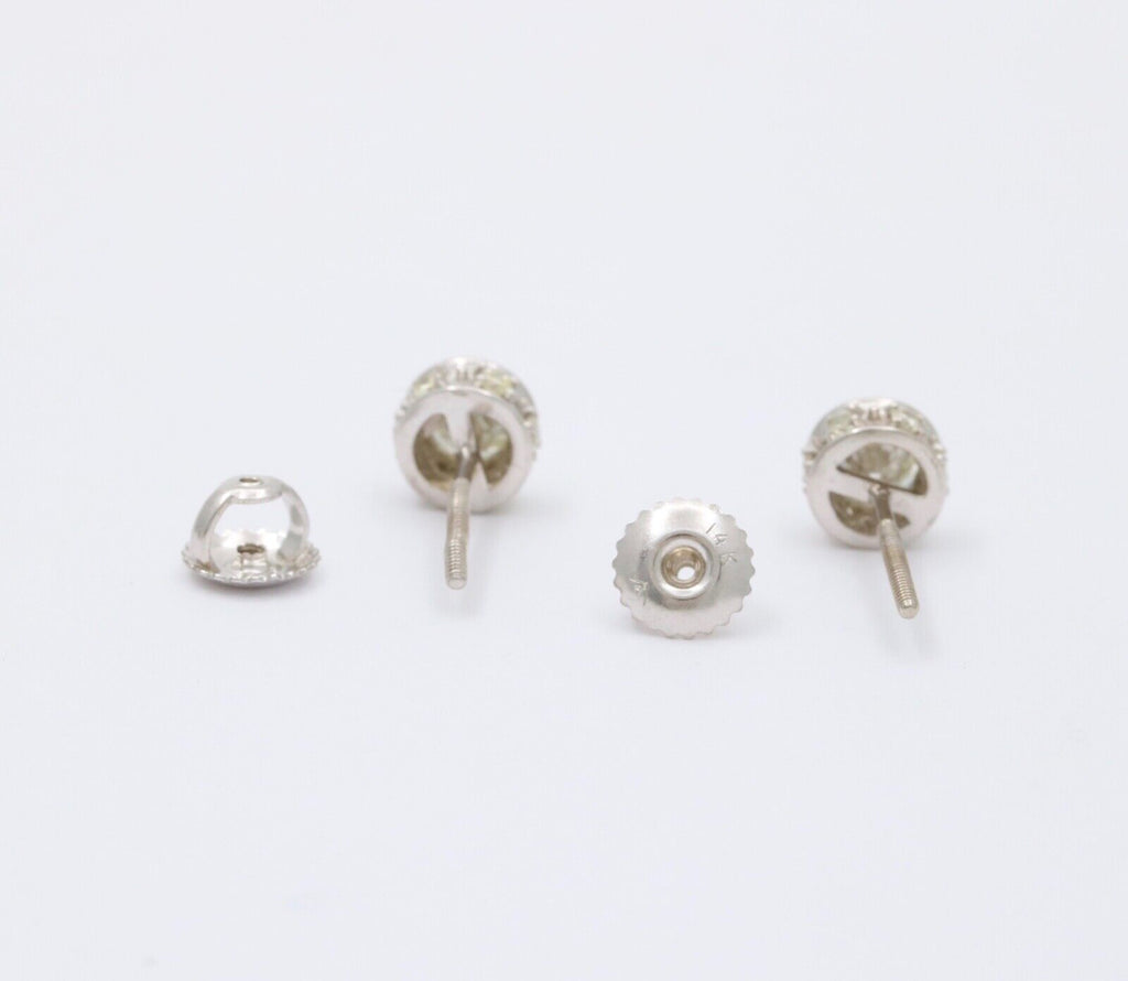 Classic 14K White Gold Diamond Studs, Earrings.