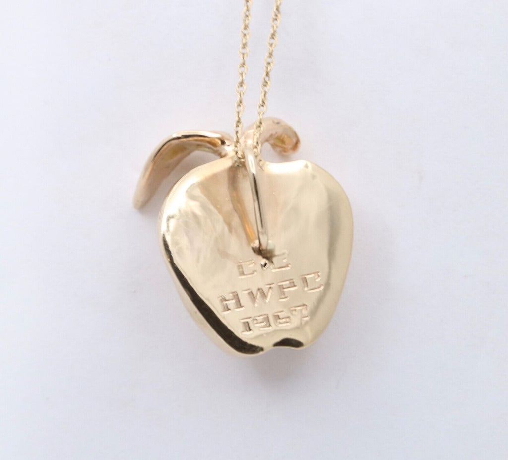 Vintage 14K Yellow Gold Big Apple Charm Pendant