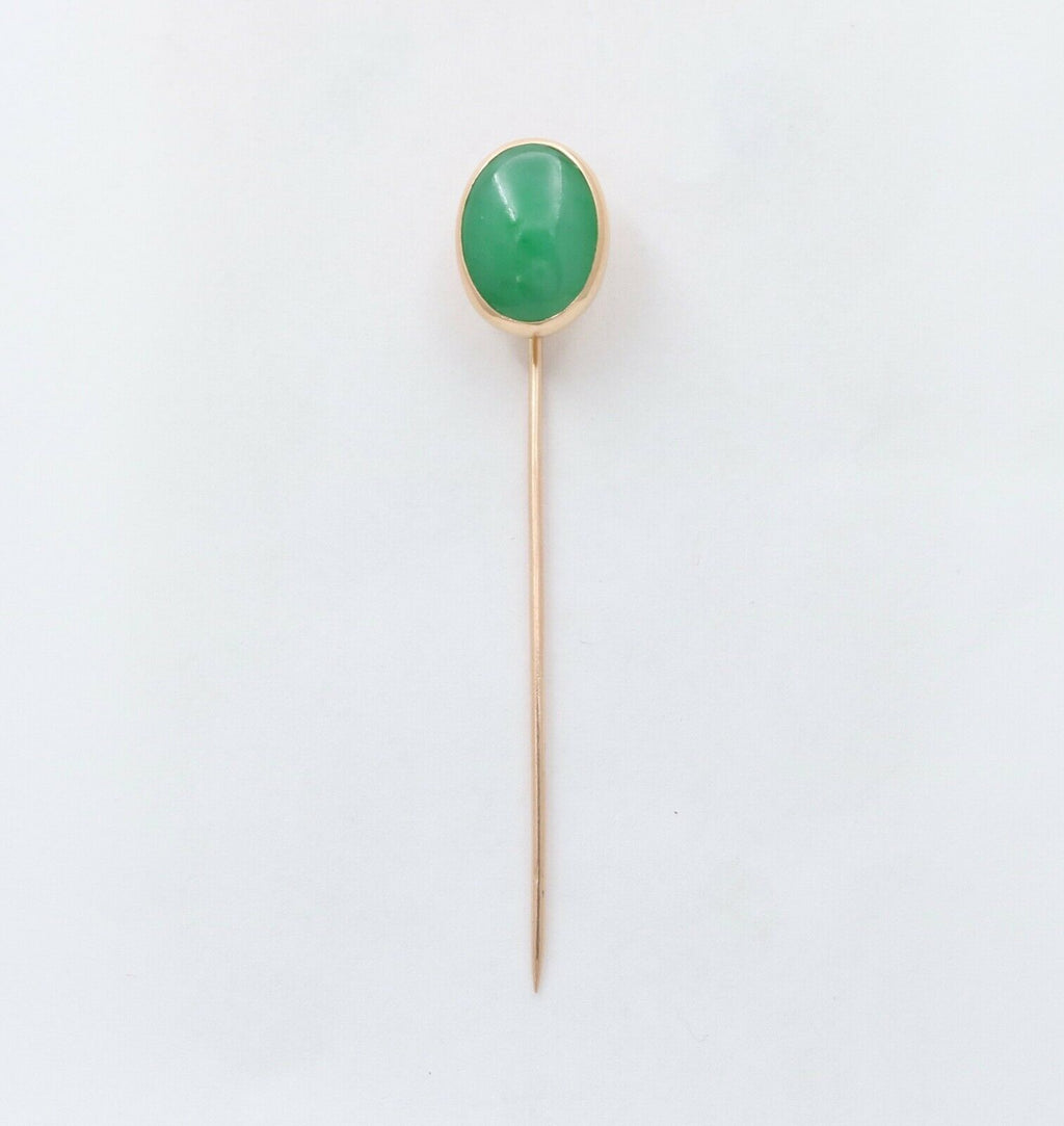 Vintage Jade 14K Yellow Gold Stick Pin
