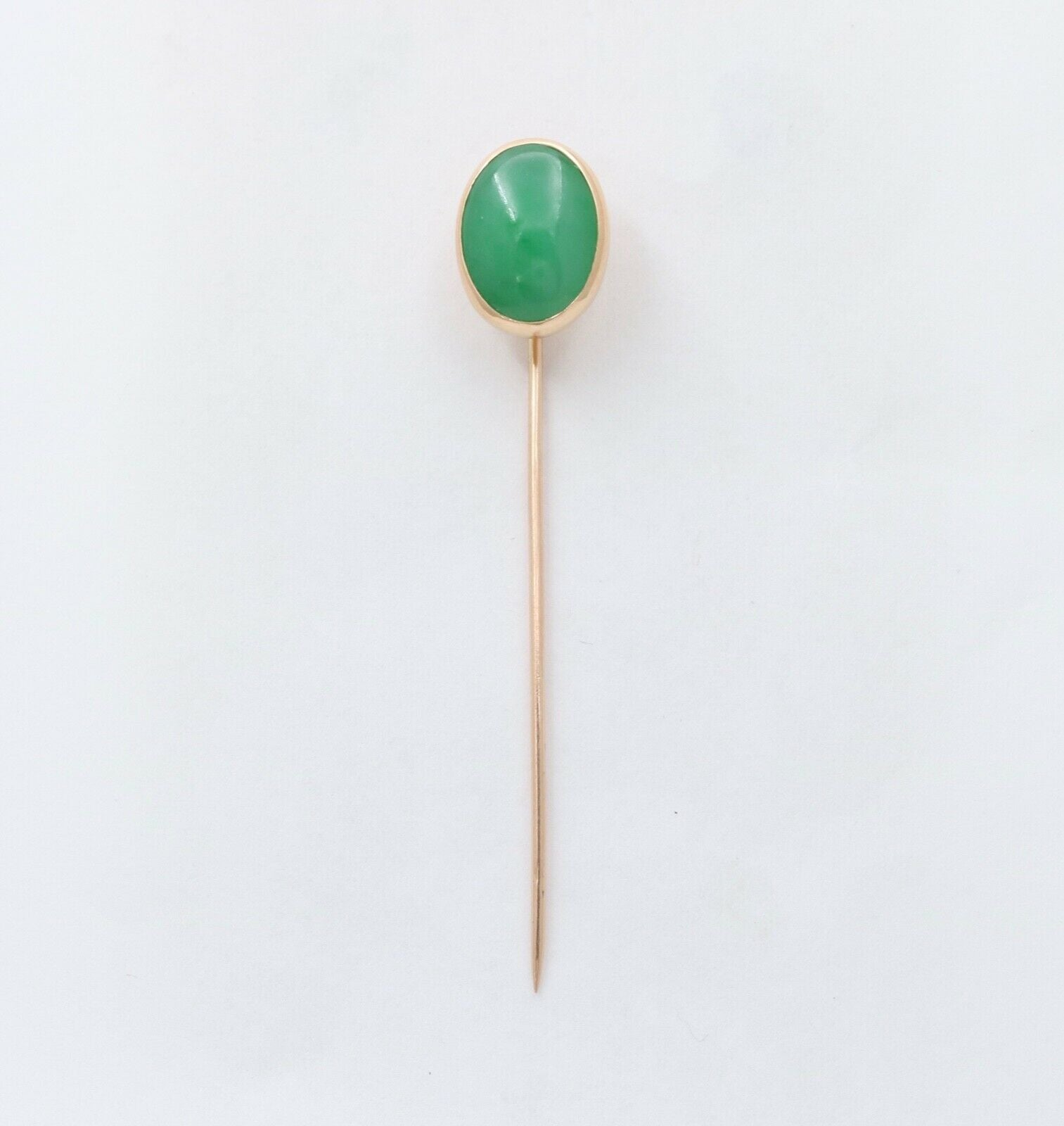 Vintage Jade 14K Yellow Gold Stick Pin