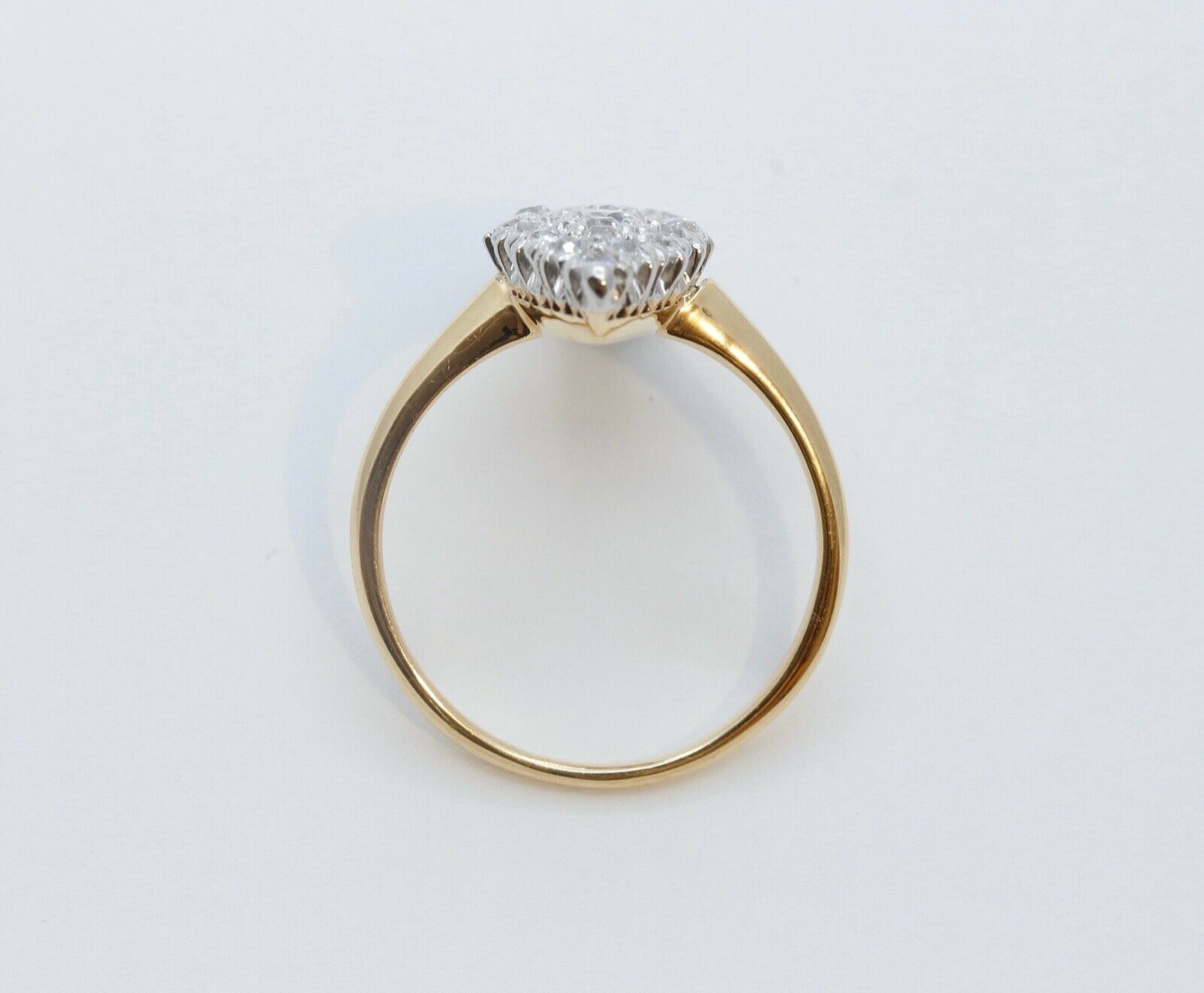 Victorian Navette 18K Yellow White Gold Diamonds Ring