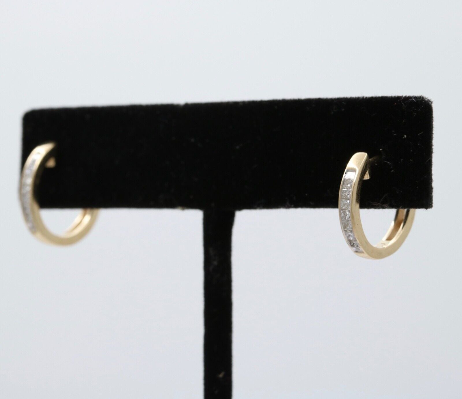 Vintage Ladies Diamonds 14K Yellow White Gold Huggie Earrings