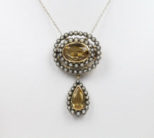 Load image into Gallery viewer, Vintage 14K &amp; Silver Citrine Seed Pearl Brooch Pendant
