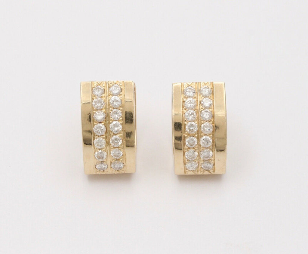 Vintage 14K Yellow Gold Diamond Huggie Earring, Estate Earrings