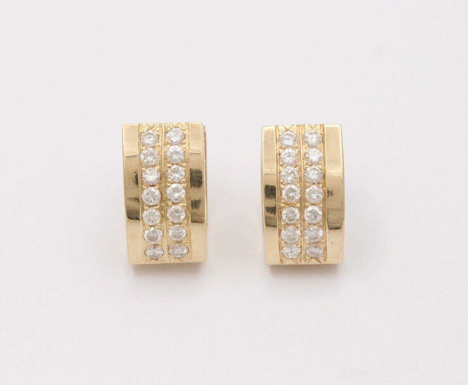Vintage 14K Yellow Gold Diamond Huggie Earring, Estate Earrings