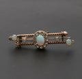 Victorian Opals Diamonds 14K Rose Gold Brooch Pin