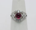 Vintage Ladies Ruby Diamonds 925 Silver Ring