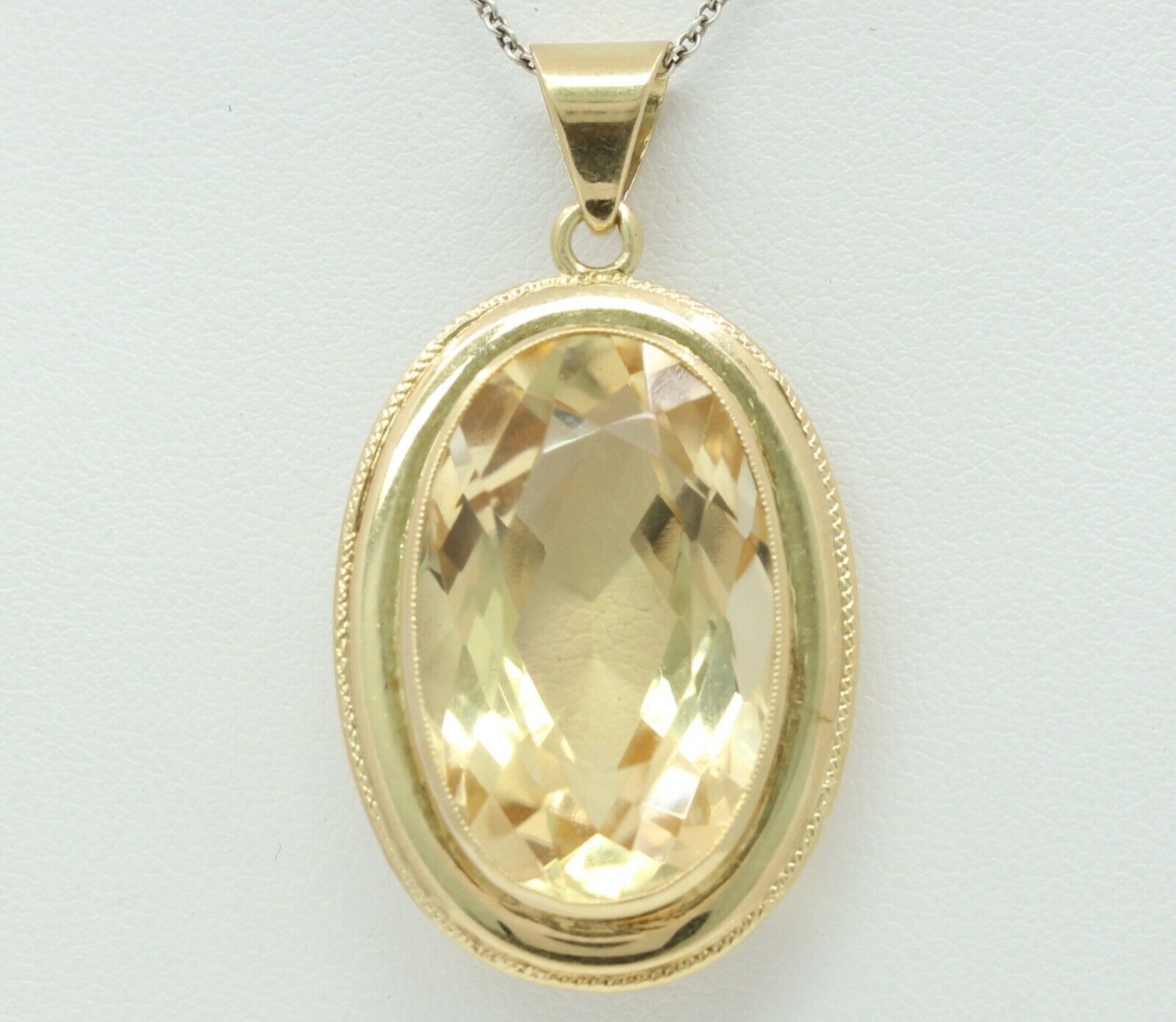 Vintage Large Citrine 14K Yellow Gold Pendant