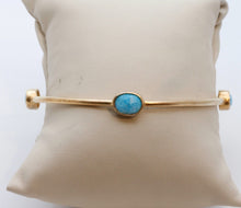 Load image into Gallery viewer, Vintage Ladies Turquoise 925 Gold Vermeil Bangle Bracelet
