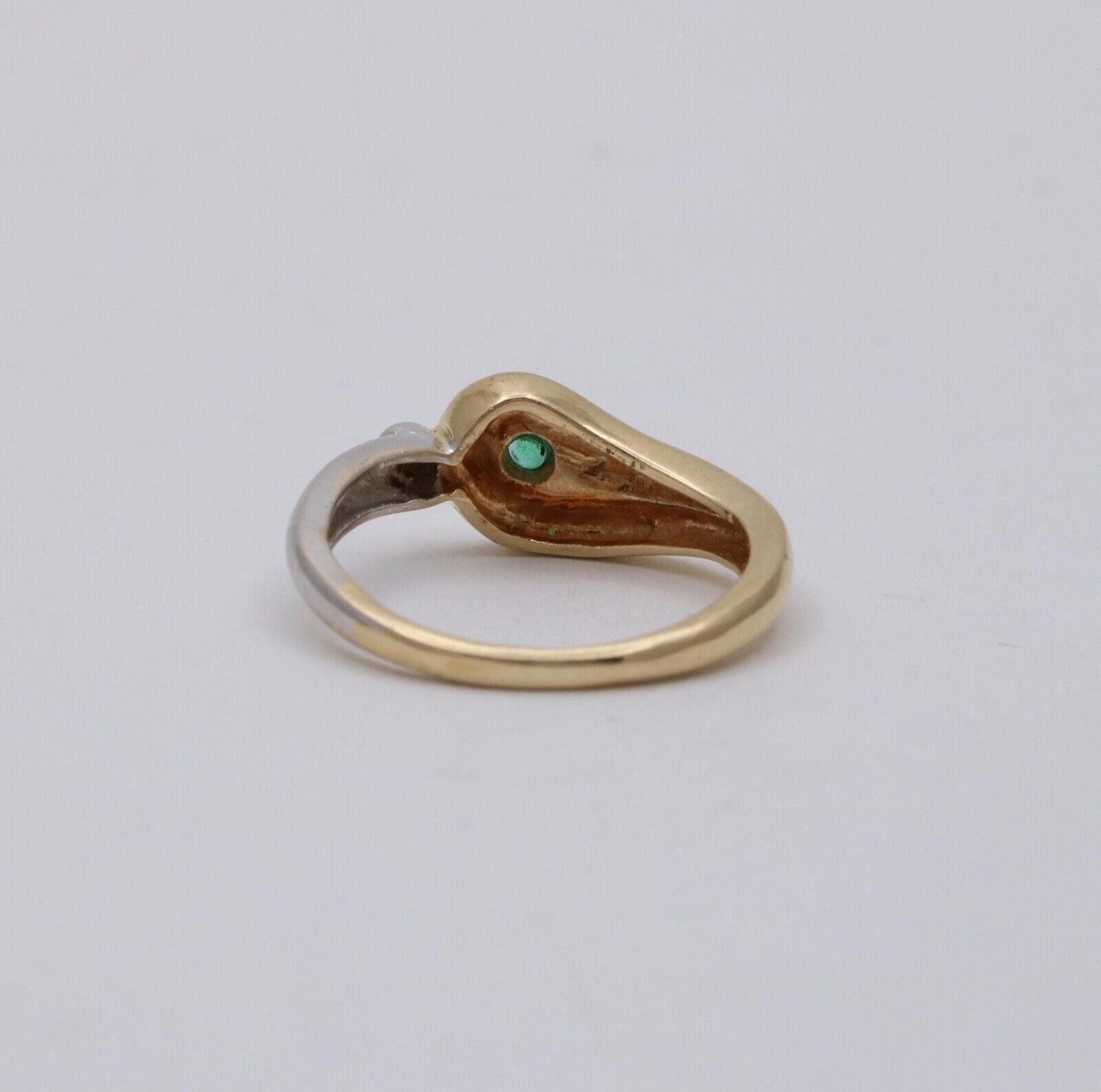 Vintage Teardrop Emerald Diamond 14K Yellow and White Gold Ring