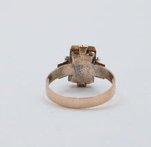 Load image into Gallery viewer, Antique 10K Rose Gold Carved Tiger Eye Ring.
