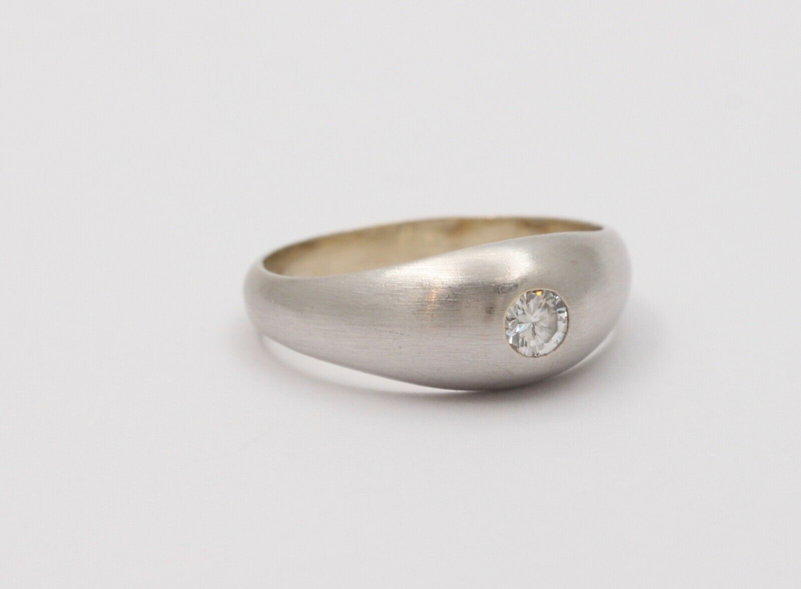 Vintage Unisex Diamond 14K White Gold Gypsy Ring