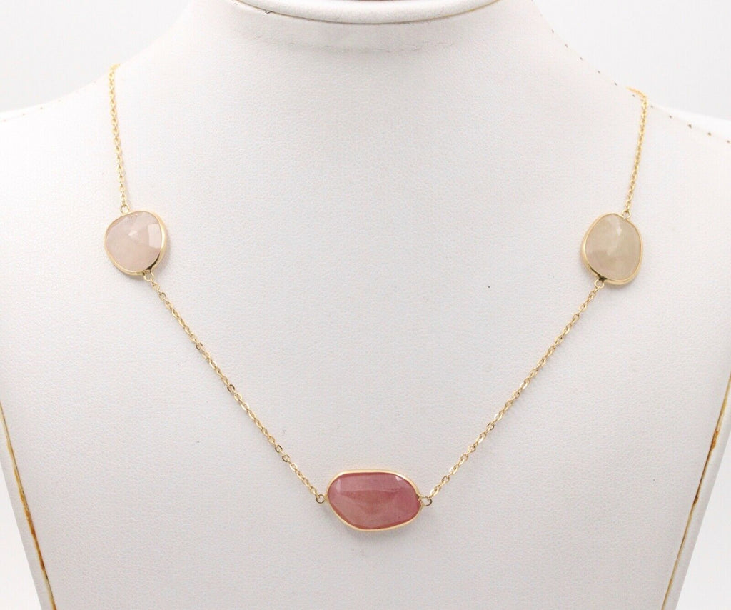 Vintage Quartz Crystal 14K Yellow Gold Necklace