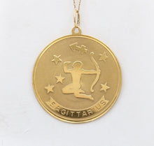 Load image into Gallery viewer, Vintage Zodiac “Sagittarius” 14K yellow Gold Large Medallion Charm Pendant
