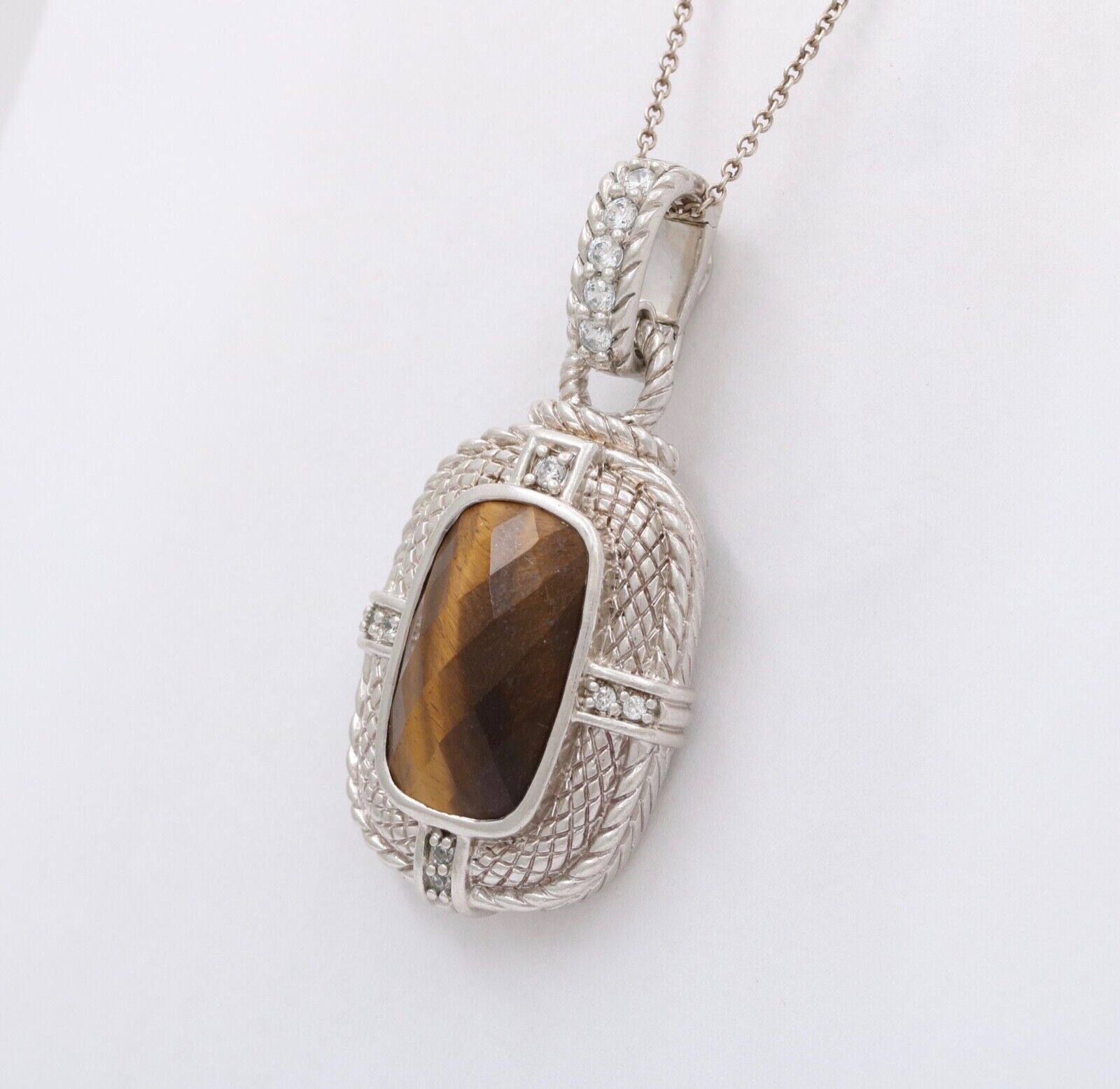 Classic Judith Ripka Tiger Eye Sterling Silver Pendant
