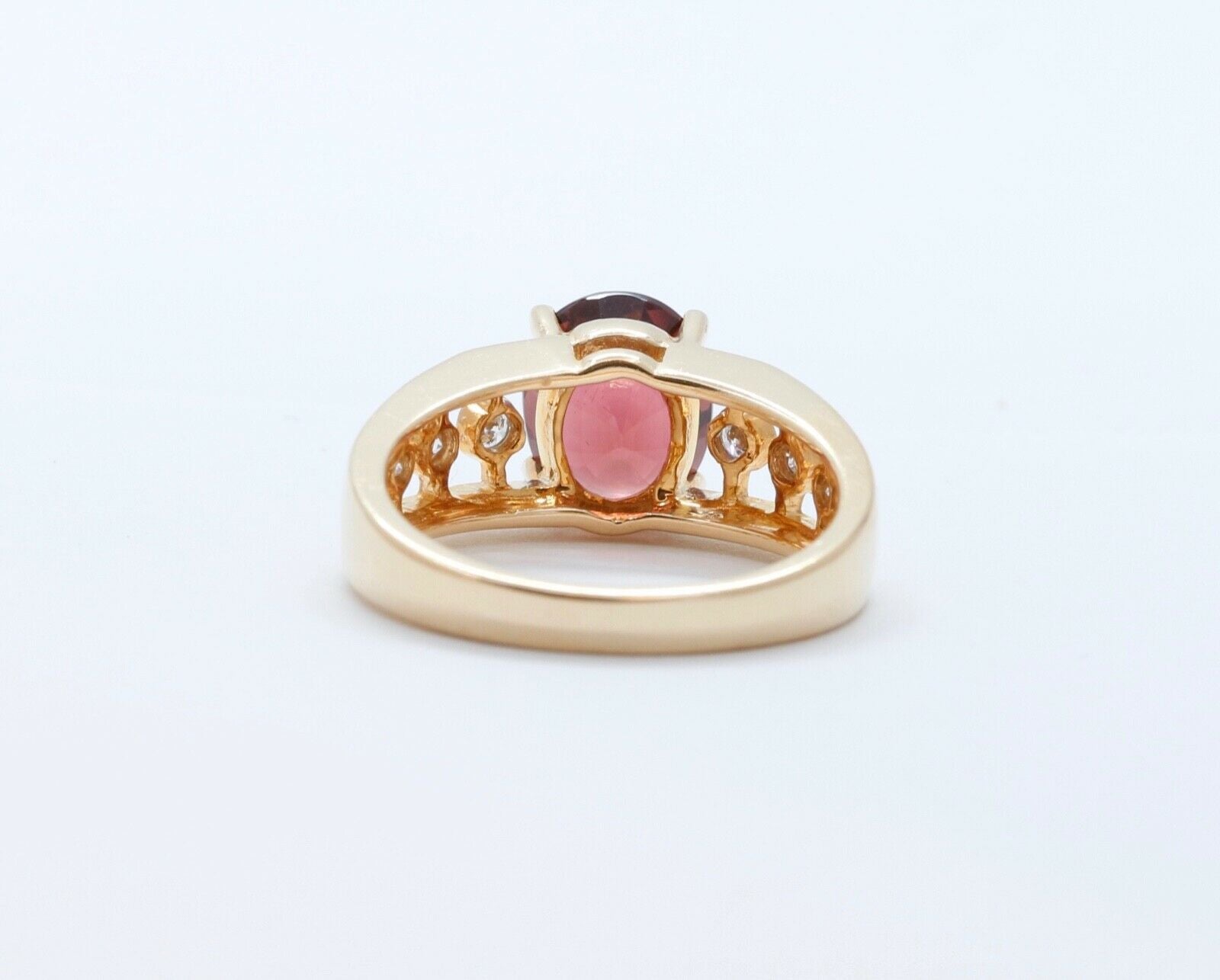 Vintage Pink Tourmaline Diamonds 14K Yellow Gold Ring