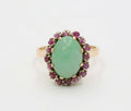 Vintage 14K Yellow Gold Jade Ruby Ring