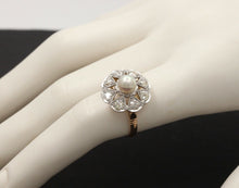 Load image into Gallery viewer, Edwardian Old European Diamonds Natural Pearl Platinum 18K YG Ring
