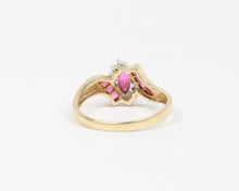 Load image into Gallery viewer, Vintage 10K Yellow Gold Ruby &amp; Diamond Ring, Engagement RIng
