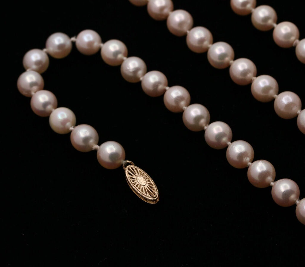 Vintage Akoya Pearl 14K Yellow Gold Hallmarked Necklace