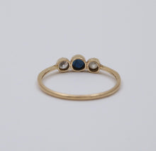 Load image into Gallery viewer, Vintage 14K Yellow Gold Three Stone Sapphire And Paste Ring. Band
