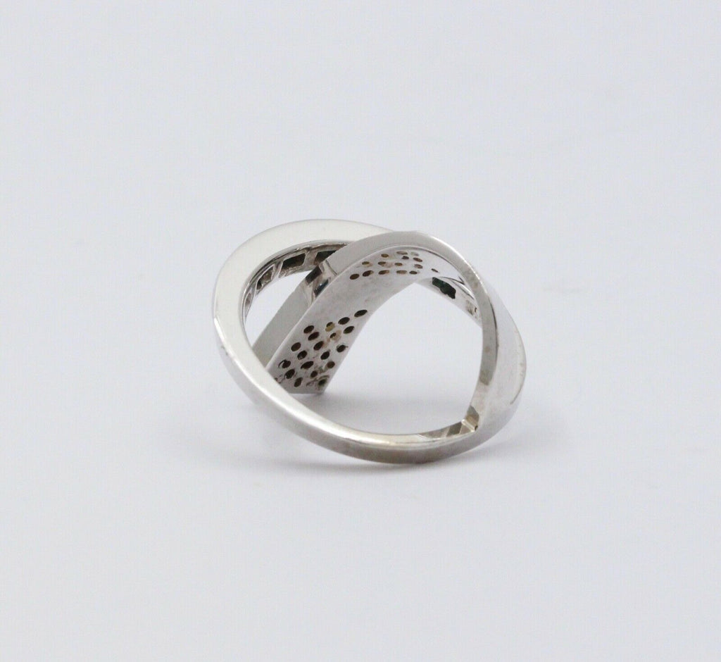 Cool Unisex Geometric Diamonds White Blue Diamonds 14K White Gold Ring