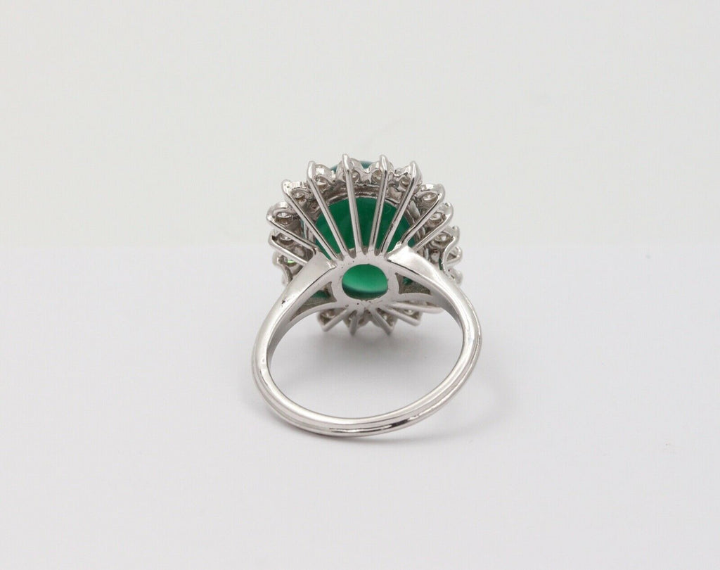 Vintage Statement Cocktail Diamonds Green Stone Ring