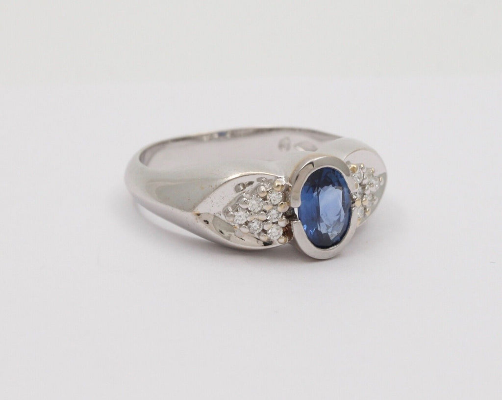 Vintage 18K White Gold Sapphire & Diamond Ring