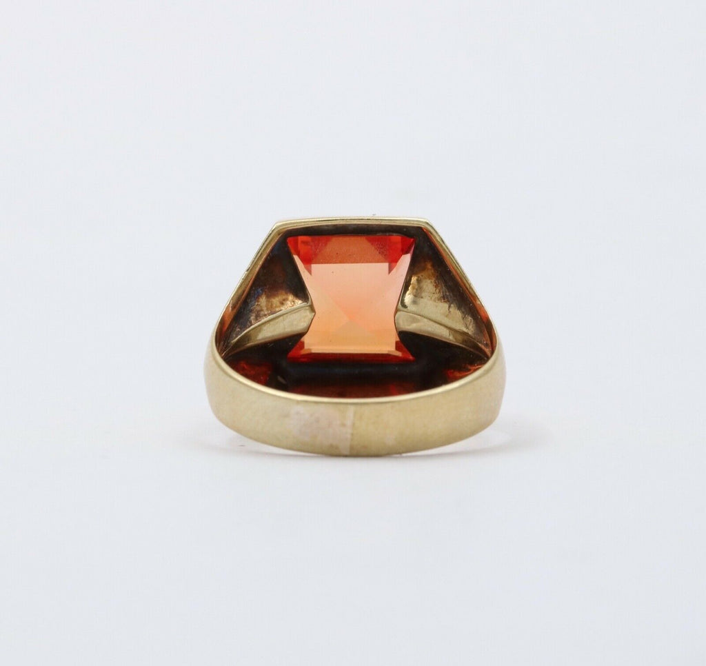 Beautiful Erie Basin Orange Stone 9K Yellow Gold Ring