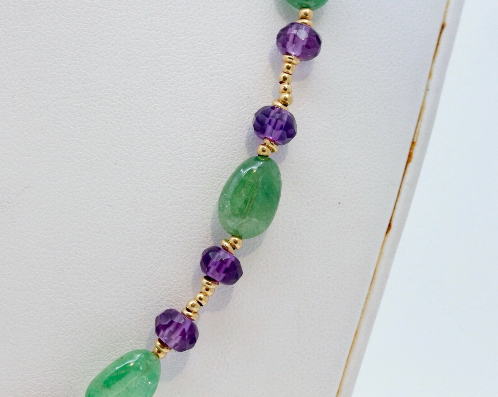 Vintage Italian Fluorite and Amethyst 18K Yellow Gold Necklace