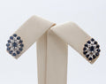 Vintage Ladies Blue Sapphire Diamonds 10K Yellow Gold Cluster Earrings
