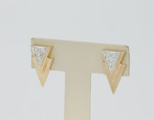 Load image into Gallery viewer, Vintage 14K Yellow Gold Diamond Triangle Earrings
