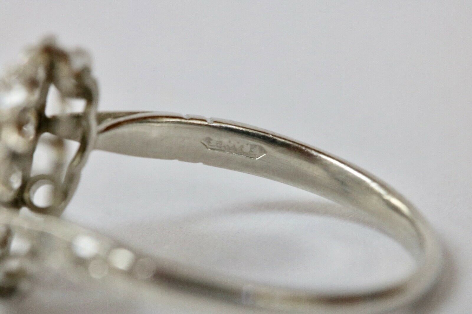 Brilliant French Art Deco Floral Ring Diamonds Platinum Ring