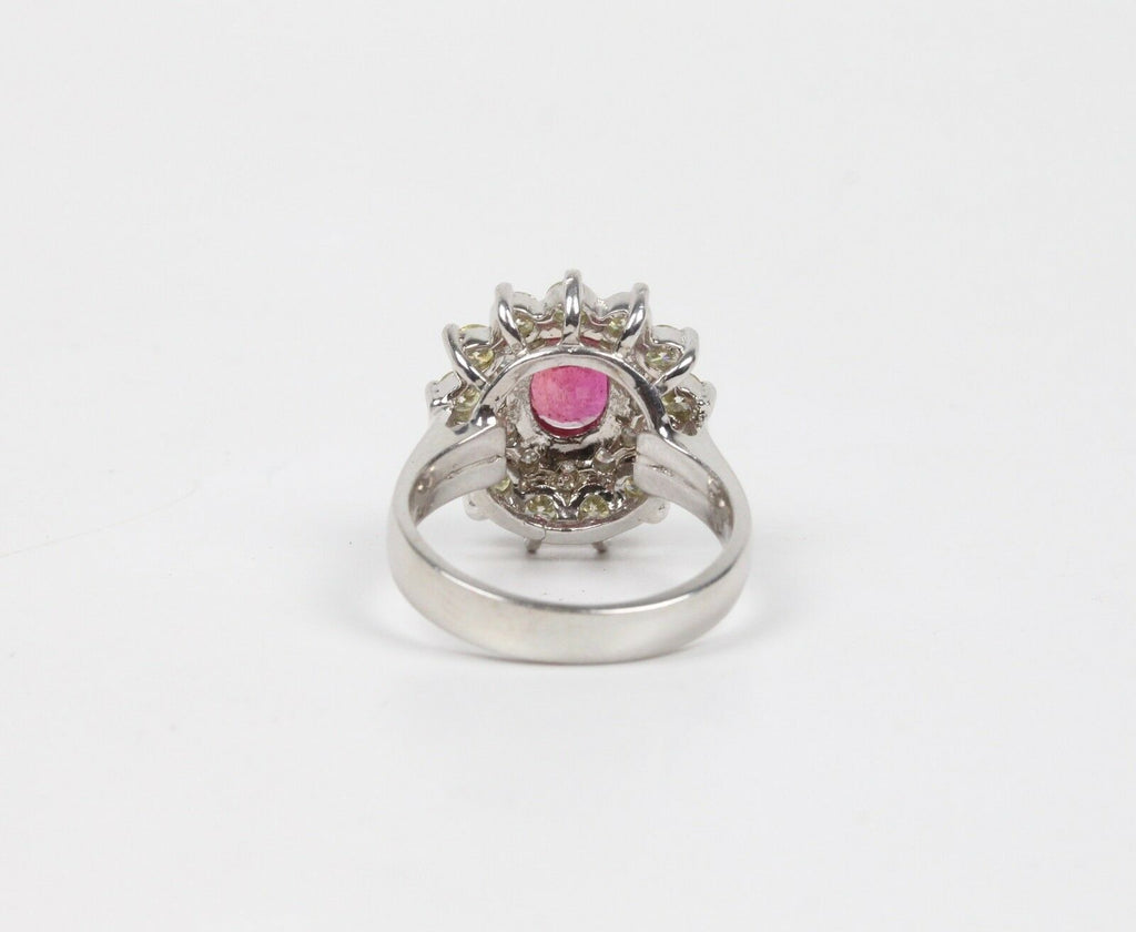 Vintage Ladies Ruby and Diamond 14K White Gold Ring
