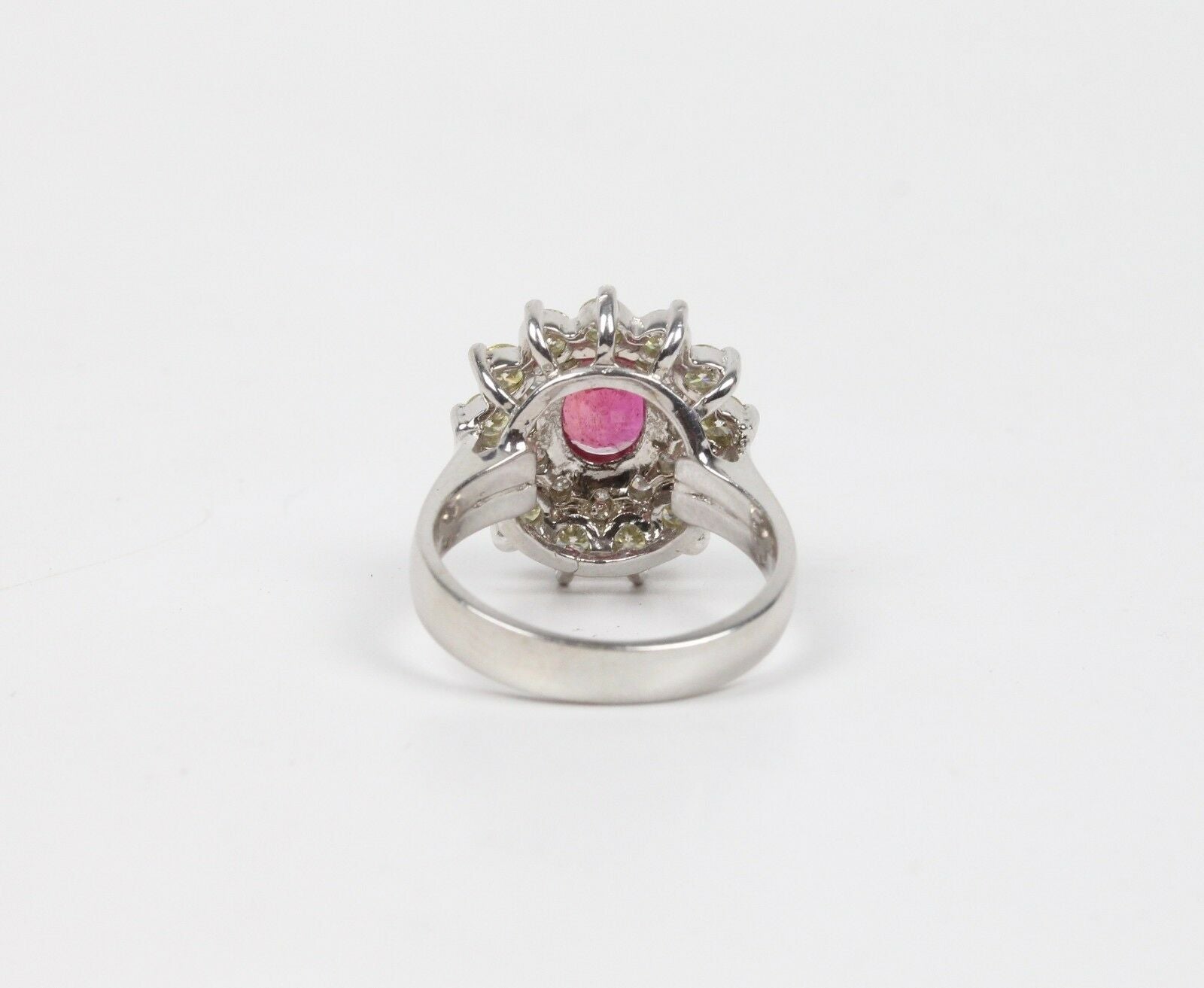 Vintage Ladies Ruby and Diamond 14K White Gold Ring
