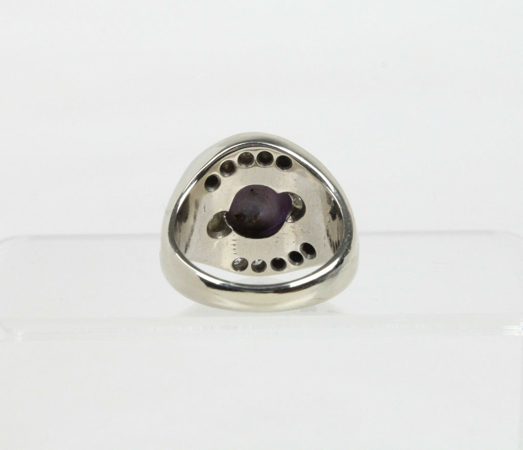 Vintage 14K White Gold Star Ruby Diamond Ring
