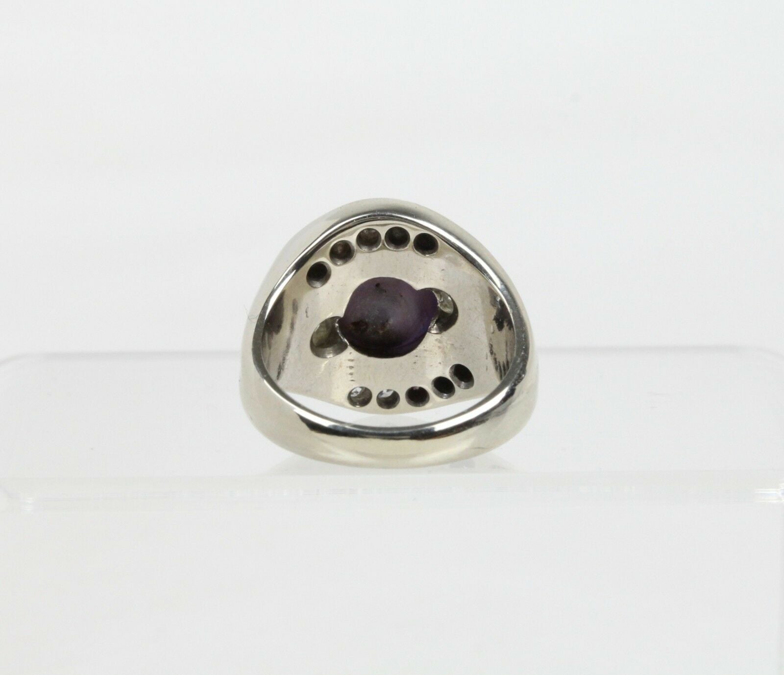 Vintage 14K White Gold Star Ruby Diamond Ring