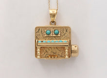 Load image into Gallery viewer, Vintage Organ 14K Yellow Gold Turquoise Pendant
