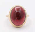Vintage 14K Yellow Gold Natural Red Garnet Cabochon Ring