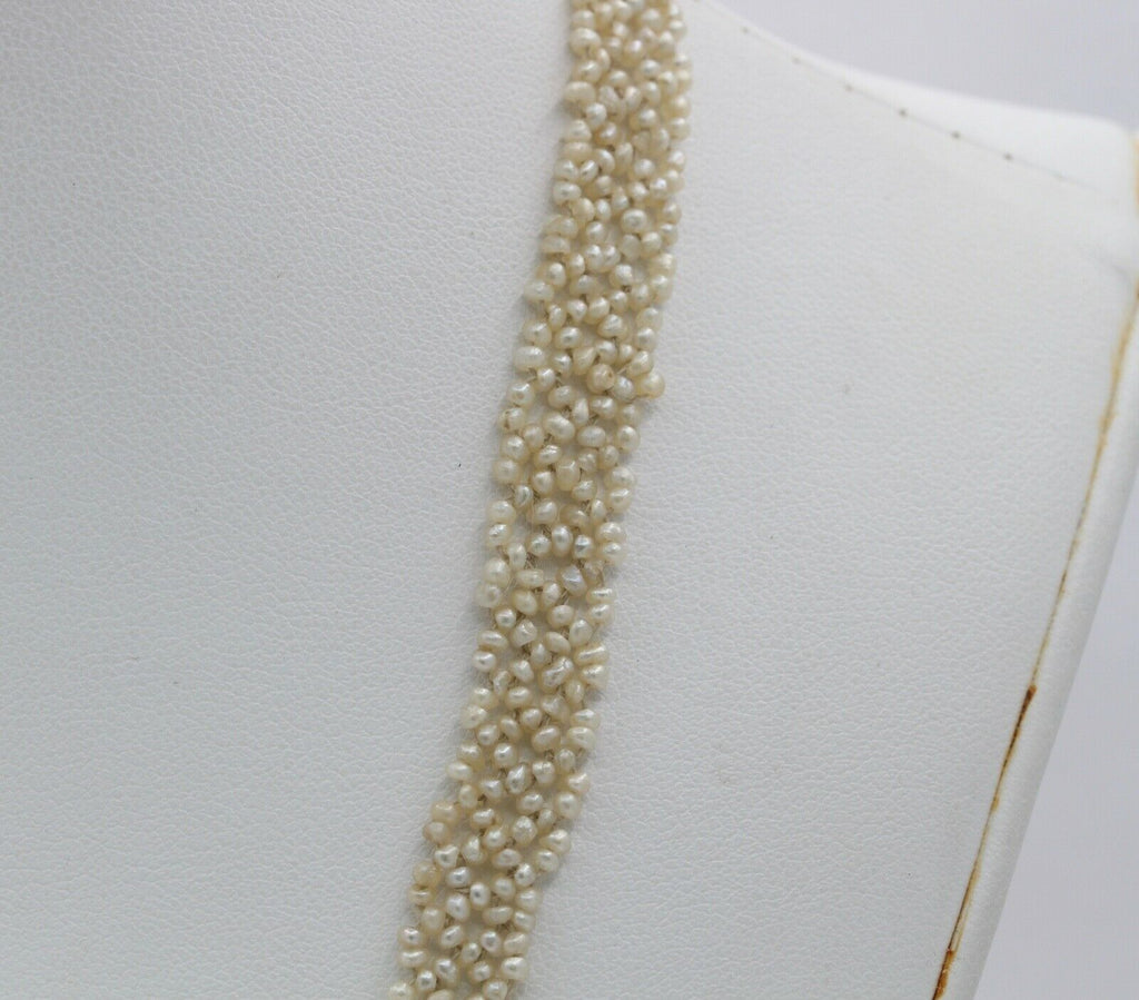 Rare Beautiful Victorian Diamonds 18K 10K Seed Pearls Necklace